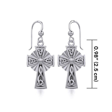 Modern Celtic Cross Silver Earrings TER1381 - Jewelry
